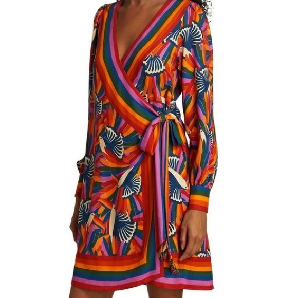 Anthro x Farm Rio Rainbow Toucan Wrap Dress - Picture 2 of 15